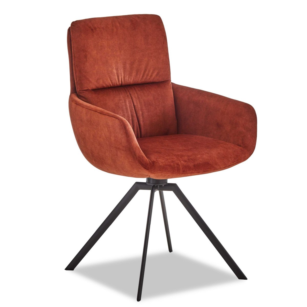 Rot-braune Stuhl mit dunkele Metalbeine
